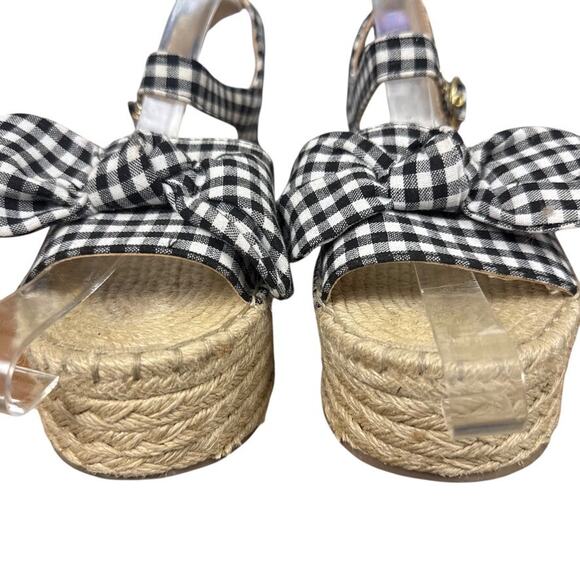 Steve Madden Union Black Gingham Plaid Platform Wedge Espadrille Sandals sz 10 - Picture 9 of 16